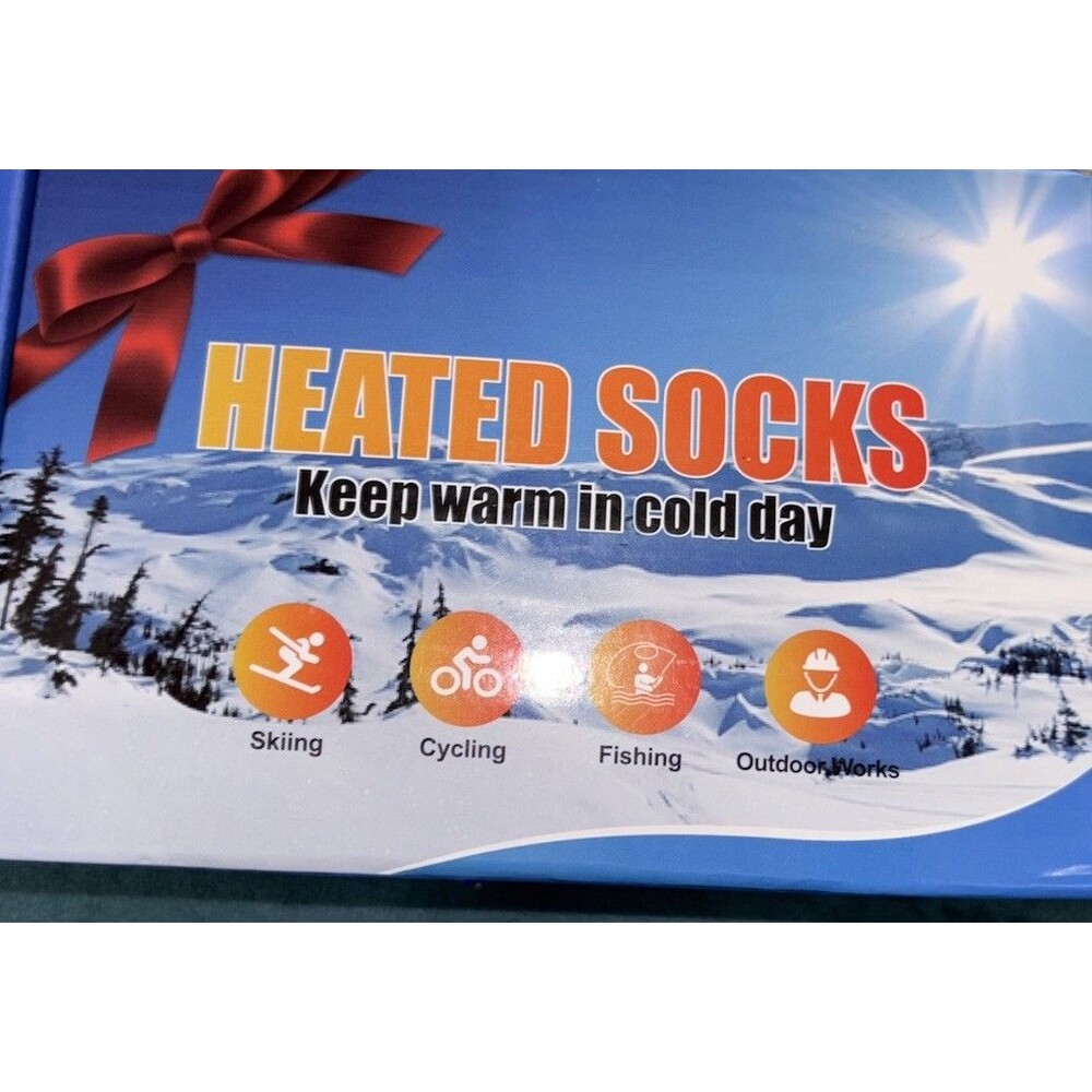 Splash Heated Portable Foot Warmer Socks Black Orange for Winter Sport